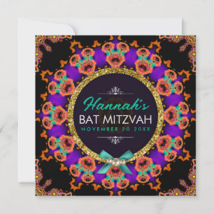 Bat mitzvah inbjudan till Orange för färgstark Lil