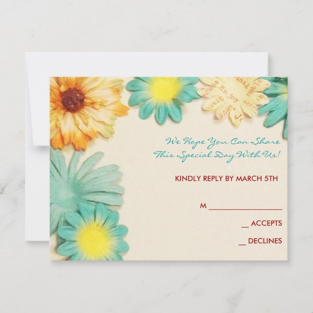 Bat mitzvah inbjudan till pappra blommor, Inbjudan (Framsida)