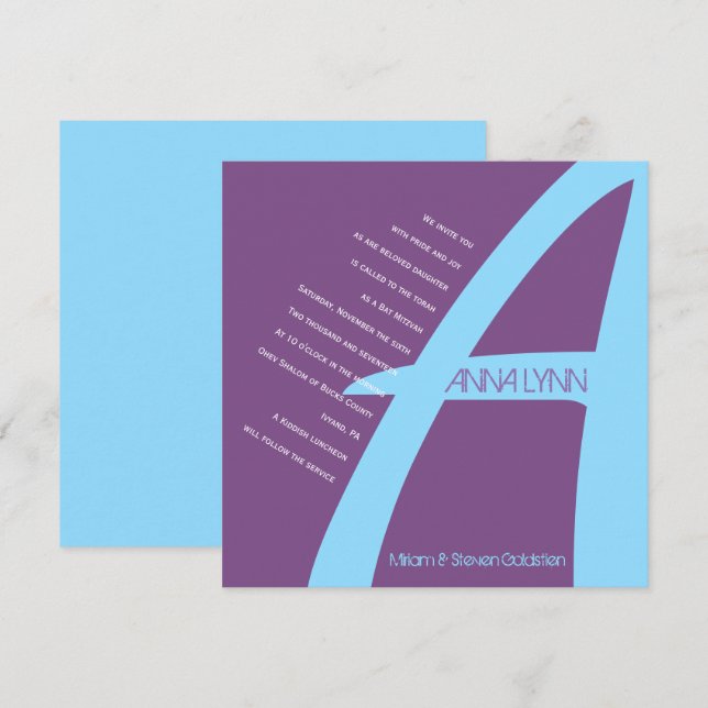 Bat mitzvah inbjudan till Pub (Fram/baksida)
