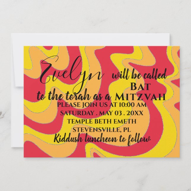 Bat mitzvah inbjudan till Pub Mitzvah Silvery Vink (Framsida)