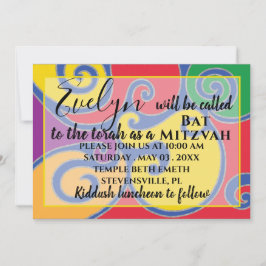Bat mitzvah inbjudan till Pub Mitzvah Swirls