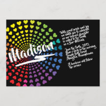 BAT MITZVAH inbjudan till RAINBOW HEARTS
