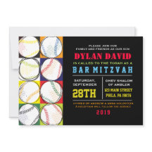 Bat mitzvah inbjudan till Retro Baseball Thated Pu