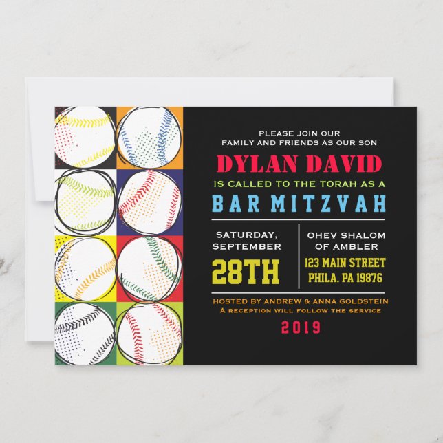 Bat mitzvah inbjudan till Retro Baseball Thated Pu (Framsida)