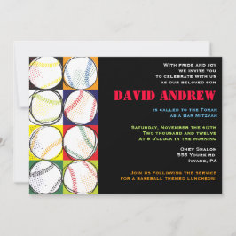 Bat mitzvah inbjudan till Retro Baseball Thned Pub