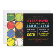 Bat mitzvah inbjudan till Retro Baseball Thned Pub