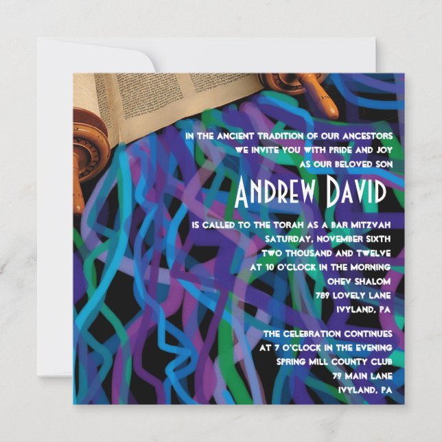 Bat mitzvah inbjudan till Retro Torah Pub (Framsida)