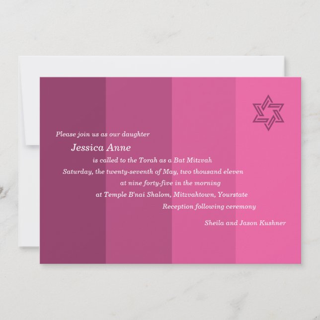 Bat mitzvah inbjudan till Ro i ton (Framsida)
