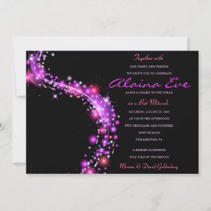Bat mitzvah inbjudan till ROSA GLOWING STARS