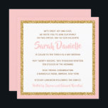 Bat mitzvah inbjudan till rosa och Guld<br><div class="desc">Trendigets Bat mitzvah inbjudan innehåller gnistrande faux glitter som är skrivet mot en solid färg-bakgrund. Använda mallformuläret om du vill lägga till egen information. Du kan använda funktionen "Anpassa" för att ändra teckensnittet stil,  färg och layouten.</div>