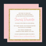 Bat mitzvah inbjudan till rosa och Guld<br><div class="desc">Trendigets Bat mitzvah inbjudan innehåller gnistrande faux glitter som är skrivet mot en solid färg-bakgrund. Använda mallformuläret om du vill lägga till egen information. Du kan använda funktionen "Anpassa" för att ändra teckensnittet stil,  färg och layouten.</div>