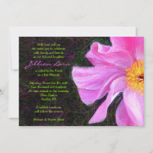 Bat mitzvah inbjudan till rosa PEONY