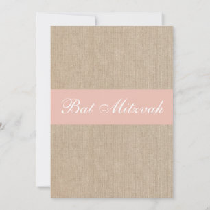 Bat mitzvah inbjudan till Shabby chic Peach Burlap