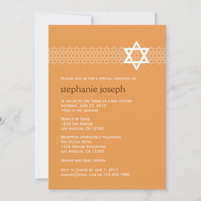 Bat mitzvah inbjudan till Shining Star (Framsida)