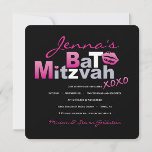 Bat mitzvah inbjudan till SHOCK ROSA KÄRLEK & KISS