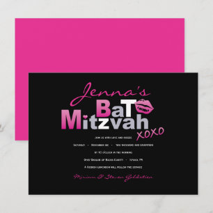 Bat mitzvah inbjudan till SHOCK ROSA KÄRLEK & KISS