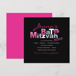 Bat mitzvah inbjudan till SHOCK ROSA KÄRLEK & KISS
