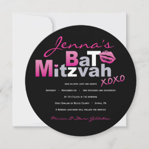 Bat mitzvah inbjudan till SHOCK ROSA KÄRLEK & KISS