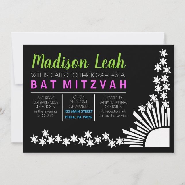 BAT MITZVAH inbjudan till SKAPANDE Pub (Framsida)