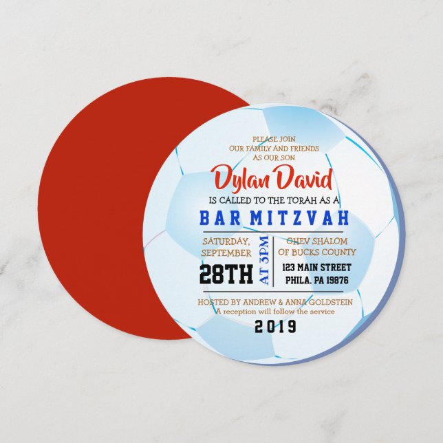 BAT MITZVAH inbjudan till SOCKERRUND Pub (Fram/baksida)
