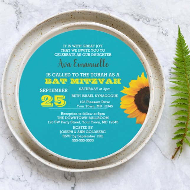 Bat mitzvah inbjudan till solroslakomunda (Skapare uppladdad)