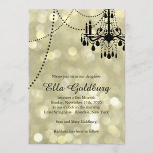 Bat mitzvah inbjudan till Sparka Guld Chandelier