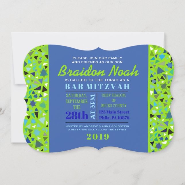 BAT MITZVAH inbjudan till STAR WALL Pub, limma grö (Framsida)