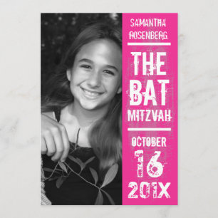 Bat mitzvah inbjudan till Sten i Rosa