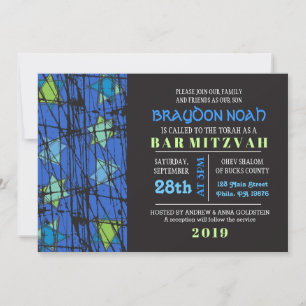 Bat mitzvah inbjudan till stressad Stars Pub