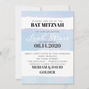 BAT MITZVAH inbjudan till SUBTLE WATERCOLOR Pub