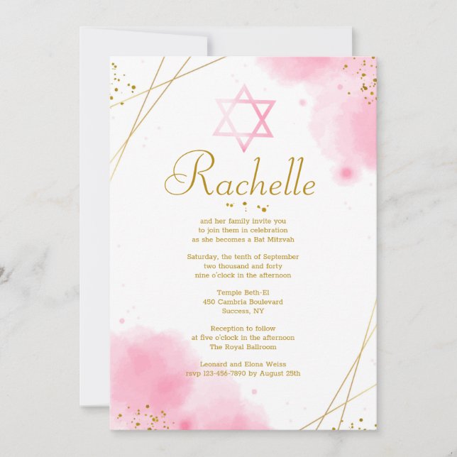 Bat mitzvah inbjudan till trendig (Framsida)