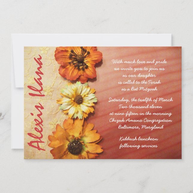 Bat mitzvah inbjudan till VINTAGE FALL BEAUTY Lace (Framsida)