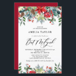 Bat mitzvah inbjudan till Winter-blooms-Blommigt<br><div class="desc">Inbjudan familj och vänner med anpassadets Bat mitzvah inbjudan. Den har vattenfärgade trädgårdar i röd ros, vinbär och poinsettiska blommor med pinekoner och gröna accenter. Anpassa genom att lägga till information om namn, datum, tid, plats och andra händelser. Denna inbjudan till blommigt under vintern är perfekt för Bat Mitzvahs. Matchande...</div>