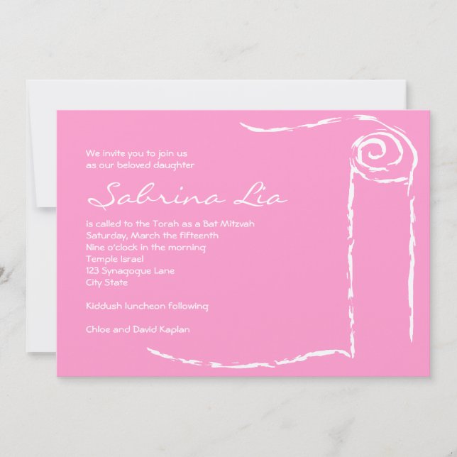 Bat mitzvah inbjudan Torah Rulla judisk F9C (Framsida)