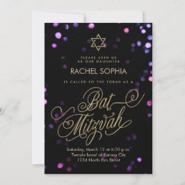 Bat mitzvah inbjudningar | Elegantens Lila och Gul