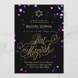 Bat mitzvah inbjudningar | Elegantens Lila och Gul