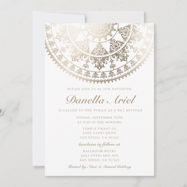 Bat mitzvah inbjudningar Guld Foil (Framsida)