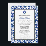 Bat mitzvah inbjudningar till Blue Swirl Damask<br><div class="desc">Inbjudan era gäster till er Bat mitzvah i stil med den här eleganten,  inbjudan till marinblått och svart snurra. Snyggt och formell - Anpassa enkelt till evenemanget!</div>