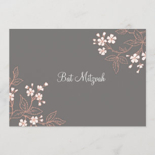 Bat mitzvah inbjudningar till Coral Grått Damask
