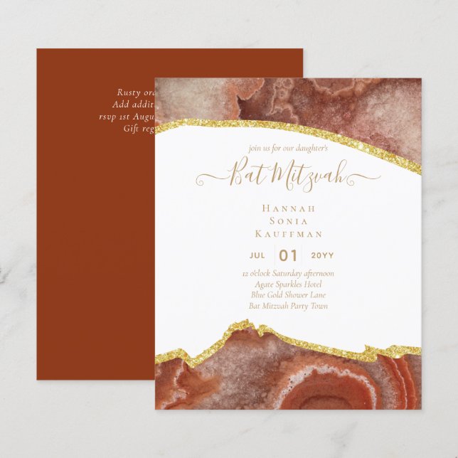 Bat mitzvah inbjudningar till Glitter med bästa vä (Fram/baksida)
