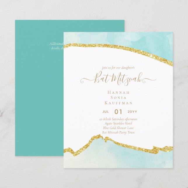 Bat mitzvah inbjudningar till Glitter med bästa vä (Fram/baksida)