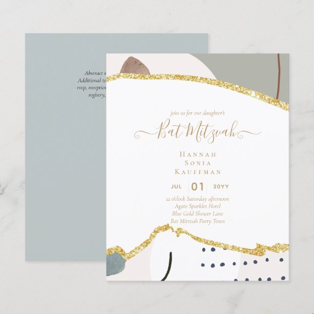 Bat mitzvah inbjudningar till Glitter med bästa vä (Fram/baksida)
