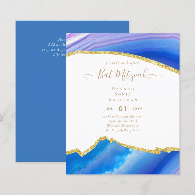 Bat mitzvah inbjudningar till Glitter med bästa vä (Fram/baksida)