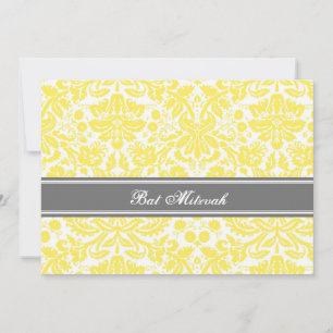 Bat mitzvah inbjudningar till Lemon Grått Damask