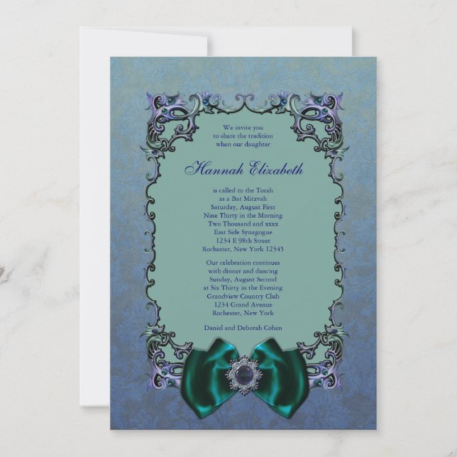Bat mitzvah inbjudningar till lila (Framsida)