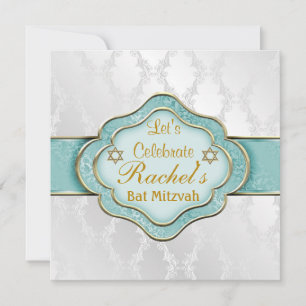 Bat mitzvah inbjudningar till MINT-GRÖNTENS ELEGAN