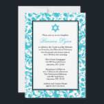 Bat mitzvah inbjudningar till Teal Blue Swirl Dama<br><div class="desc">Inbjudan dina gäster till din Bat mitzvah i stil med den här eleganten inbjudan till tealblått virveldamm. Snyggt och formell. Anpassa enkelt för din händelse! Yt efter © Mujka Design</div>