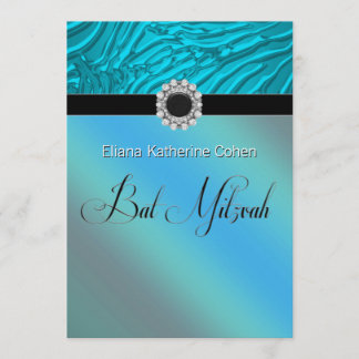 Bat mitzvah inbjudningar till Teal Blue Zebra