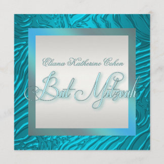 Bat mitzvah inbjudningar till Teal Blue Zebra
