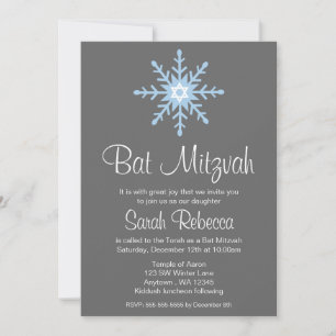 Bat mitzvah inbjudningar till Winter Snowflake